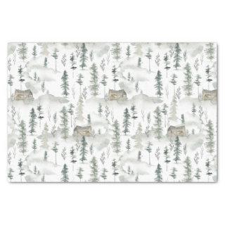 Watercolor Winter Pines Tissue Paper