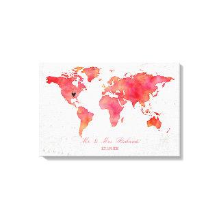 Watercolor World Map Wedding Alternative Guestbook