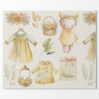 Watercolor yellow baby supplies