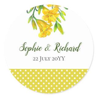 Watercolor Yellow Day Lilies Illustration Classic Round Sticker
