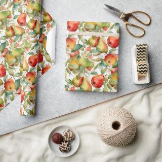 Watercolour apples and pears