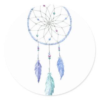 Watercolour Dreamcatcher with 3 Feathers Classic Round Sticker
