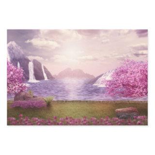 Waterfalls & Cherry Trees around a Lake  Sheets