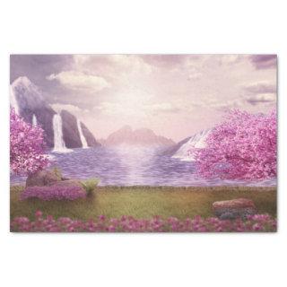 Waterfalls & Cherry Trees by a Lake Tissue Paper
