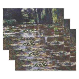 Waterlilies in Pond by Claude Monet, Vintage Art  Sheets