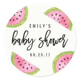 Watermelon Baby Shower Classic Round Sticker