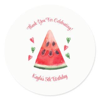Watermelon Birthday Invitations Classic Round Sticker