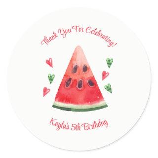 Watermelon Birthday Invitations Classic Round Sticker