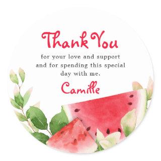 Watermelon Birthday Thank you Classic Round Sticker