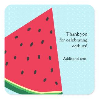 Watermelon Blue Fun Summertime Party Favor Square Sticker