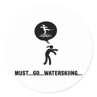 Waterskiing Classic Round Sticker