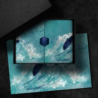Wave Sublimation | Nautical Tidal Water Blue-Green Tissue Paper