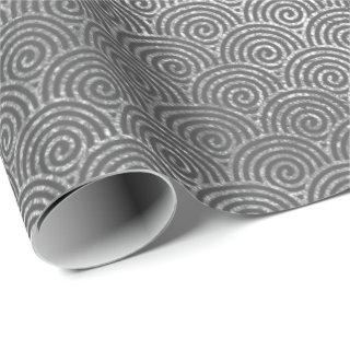 Waves Art Deco Silver Gray Spiral Circles Infinity