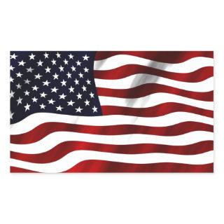 Waving American Flag Rectangular Sticker
