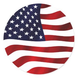 Waving US Flag Classic Round Sticker