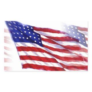 Waving US Flag Rectangular Sticker