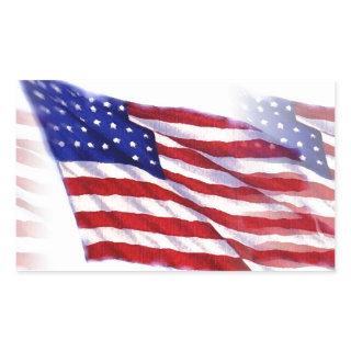 Waving US Flag Rectangular Sticker