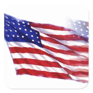 Waving US Flag Square Sticker