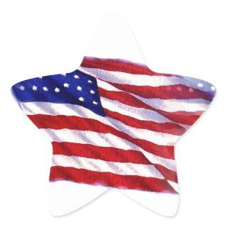 Waving US Flag Star Sticker