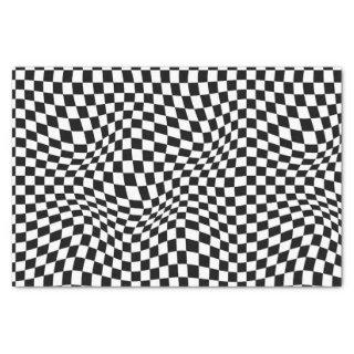 Wavy Checkered Black White Checkerboard Tissue Paper