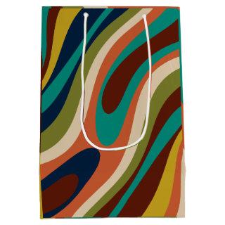 Wavy Loops Multi-Color Retro Abstract Pattern Medium Gift Bag