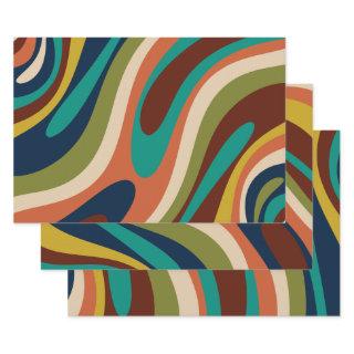 Wavy Loops Multi-Color Retro Abstract Pattern  Sheets