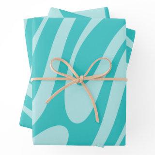 Wavy Loops Retro Abstract Pattern in Aqua Teal  Sheets