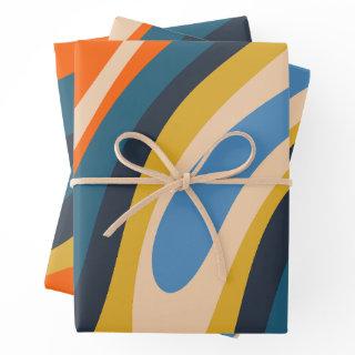 Wavy Loops Retro Modern Abstract Multi-Color  Sheets