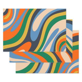 Wavy Loops Retro Multi-Color Abstract Pattern  Sheets