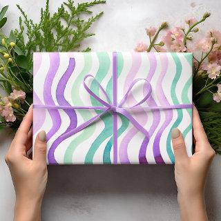 Wavy purple and green watercolor lines  sheets