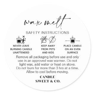 Wax Melt Warning |  Candle Burning Instructions Classic Round Sticker