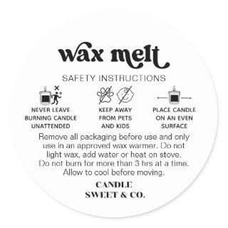Wax Melt Warning |  Candle Burning Instructions Classic Round Sticker