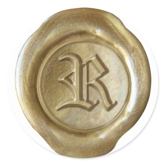 Wax Seal Monogram - Gold - Old English - Letter R