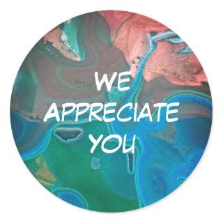 We Appreciate You Gem Blue Gemstone Employee Classic Round Sticker