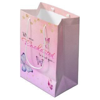 We Are Enchanted To Meet You Butterfly Baby Shower Medium Gift Bag