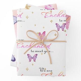 We Are Enchanted To Meet You Butterfly Baby Shower  Sheets