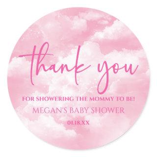 We Are On Cloud Nine Pink Baby Shower Classic Round Sticker