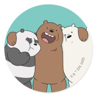 We Bare Bears Group Hug Classic Round Sticker