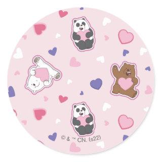 We Bare Bears - Valentine Hearts Pattern Classic Round Sticker