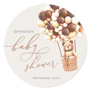 We Can Bearly Wait! Baby Shower Classic Round Stic Classic Round Sticker