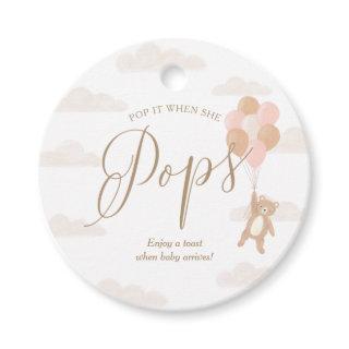 We Can Bearly Wait Girl Baby Shower Wine Bottle Favor Tags