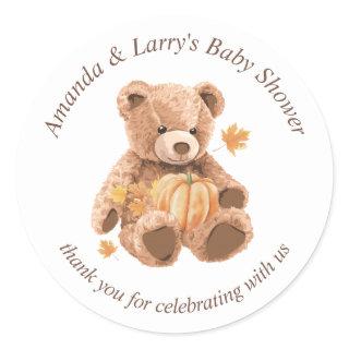 We Can Bearly Wait to Fall In Love Baby Shower Classic Round Sticker