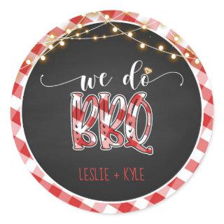 We Do BBQ Round Sticker - Gingham - Custom