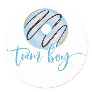 We donut know gender reveal team boy classic round sticker