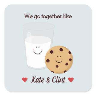 We Go Together Like Milk and Cookies Custom Square Square Sticker