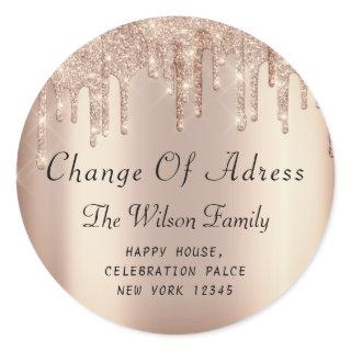 We Have Moved RSVP Change Of Adress Rose  Classic Round Sticker