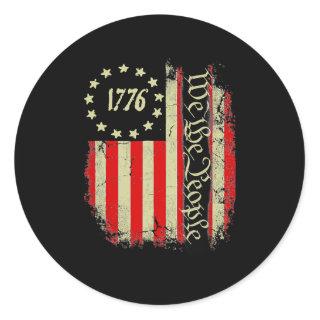 We The People American Flag 4th Of July 1776 Men Classic Round Sticker