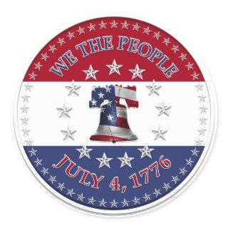 We The People July 4 1776 Bell with 13 & 50 Stars Classic Round Sticker