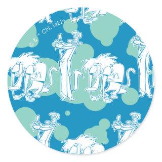 Weasel & Baboon Blue Character Pattern Classic Round Sticker