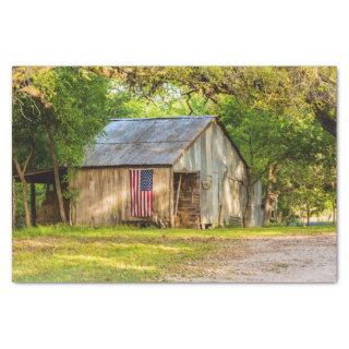 Weathered Barn with an American Flag Tissue Paper